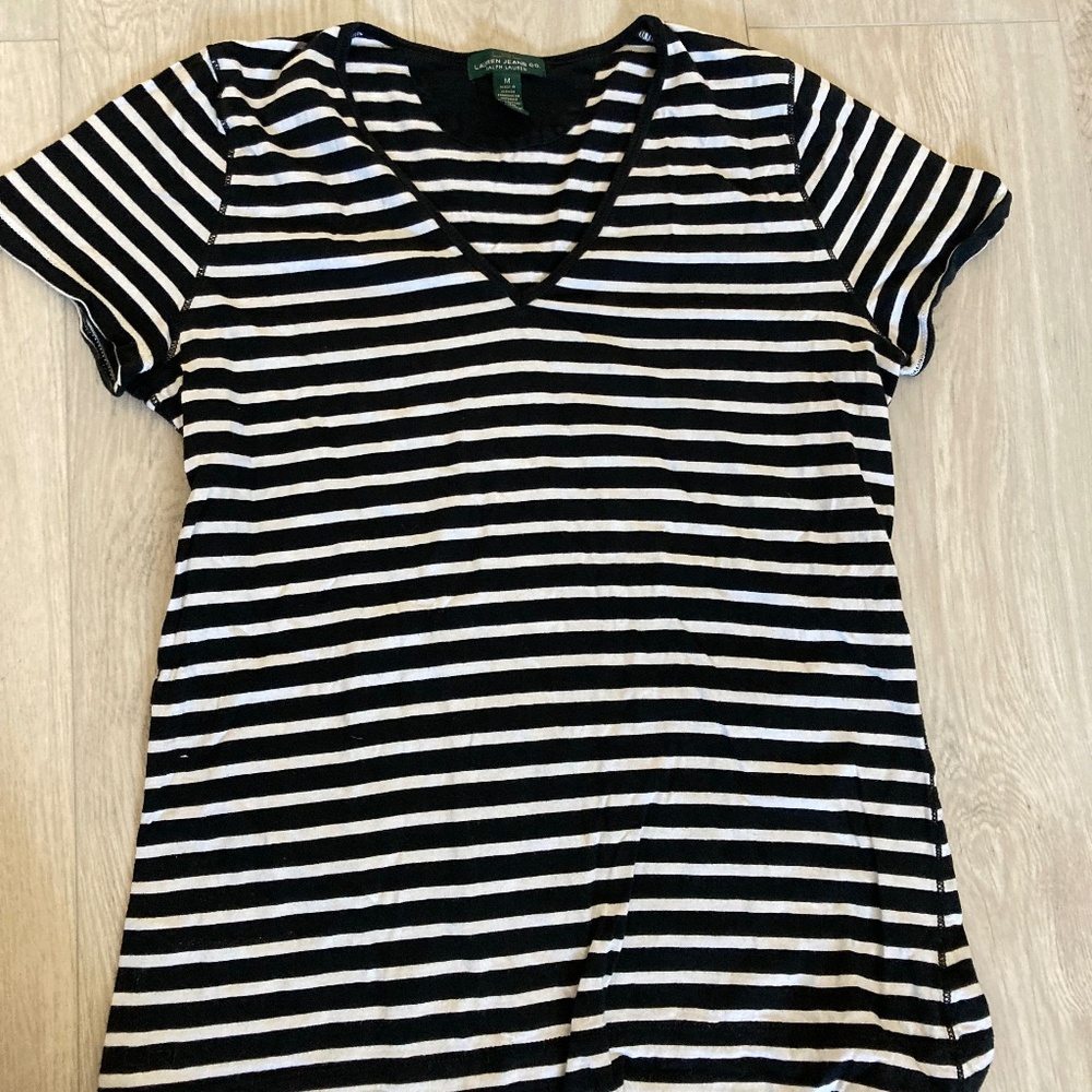 Lauren Ralph Lauren Jeans Co Nautical 100% Cotton Striped Black and White